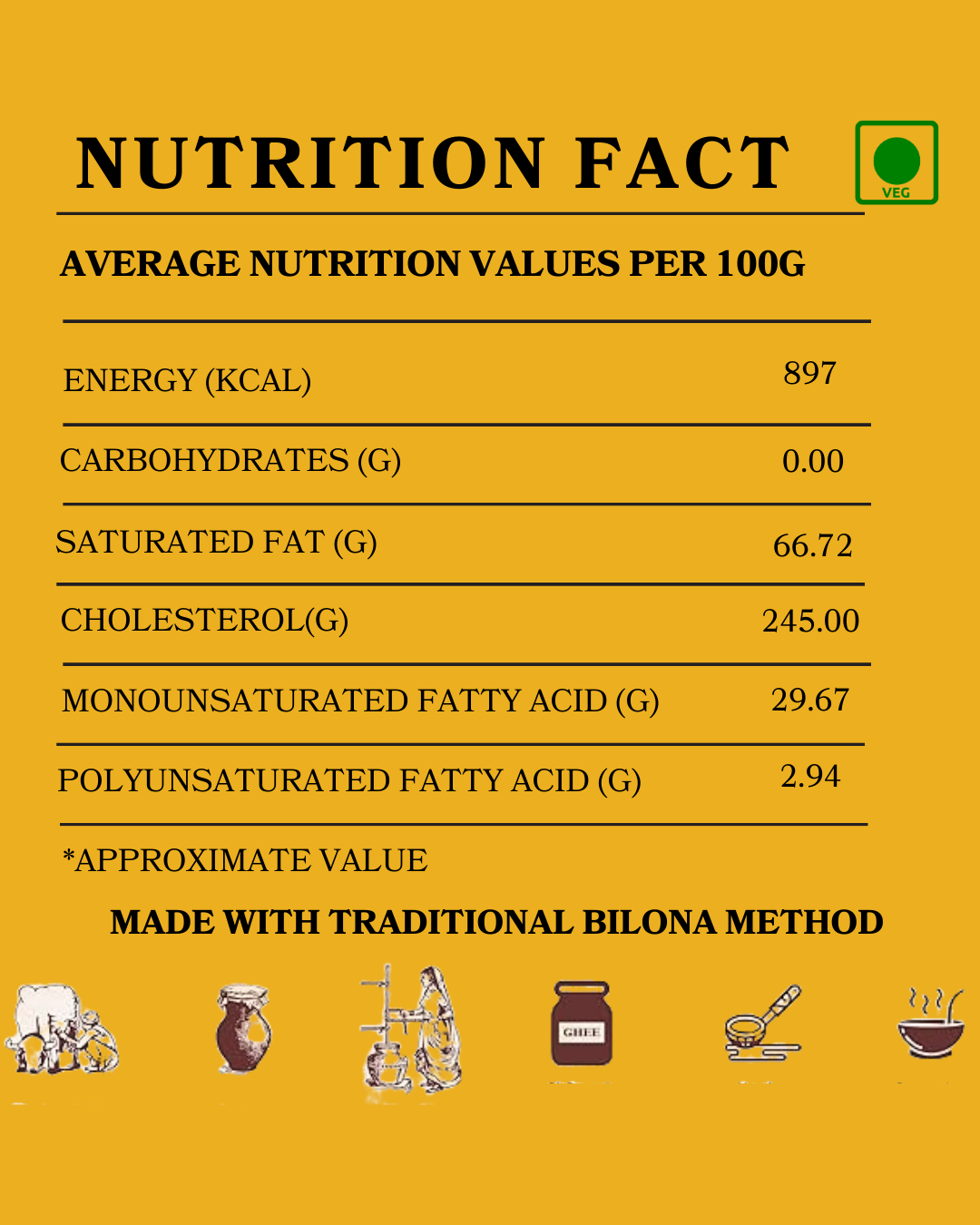 Hiraai Desi A2 Cow Ghee 500g